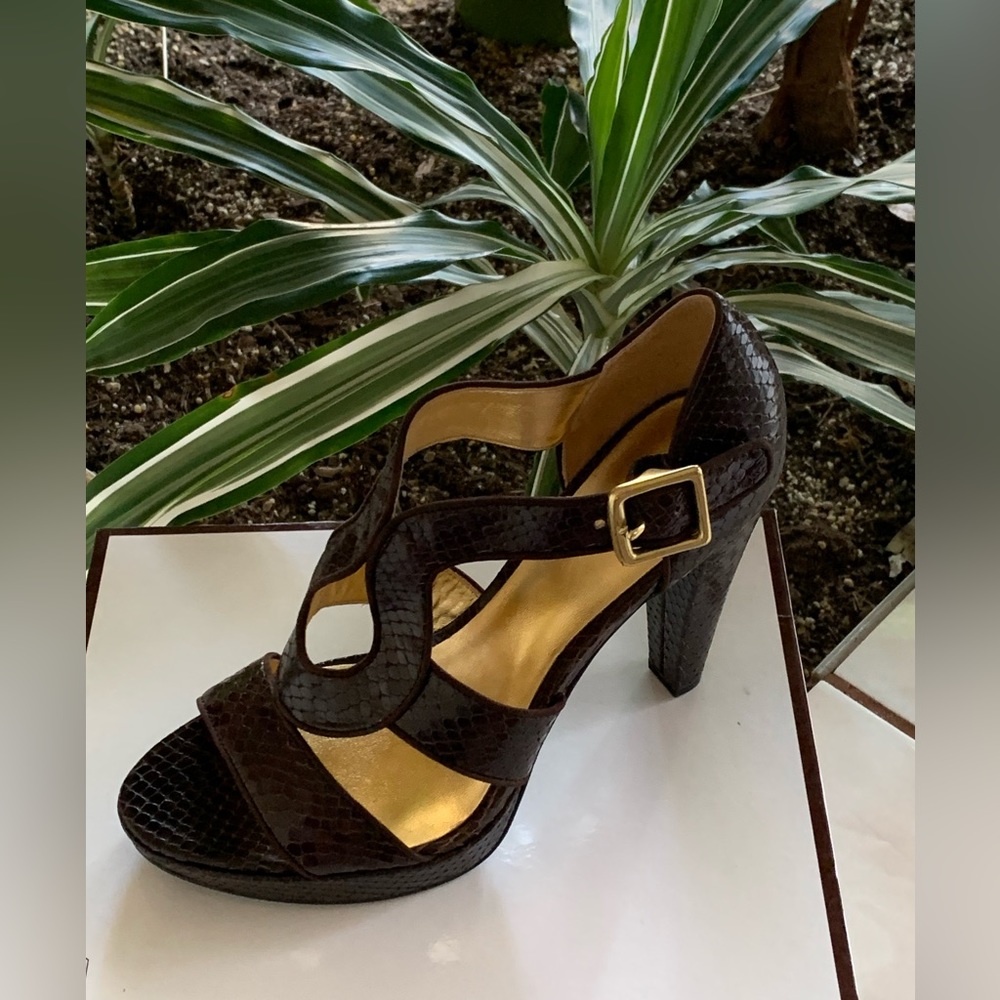 COACH IVANAH PYTHON/NUBUCK CHESTNUT BROWN SIZE 8M NEW IN BOX - Picture 12 of 16